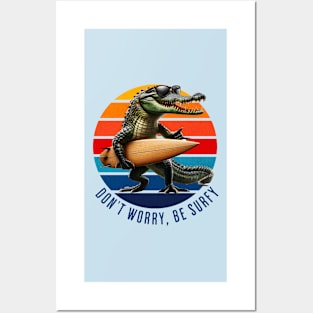 Funny - Crocodile surfer Posters and Art